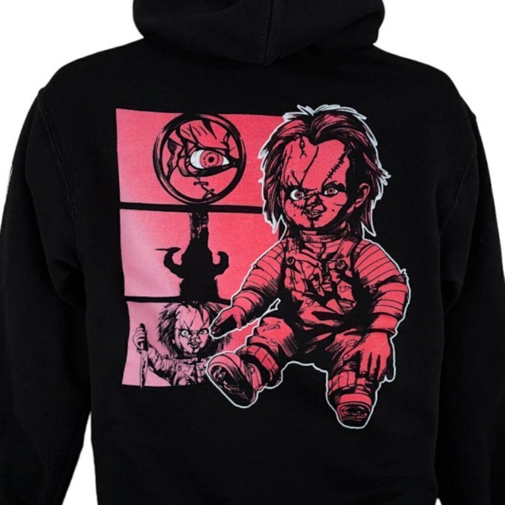 Chucky Childs Play Sweatshirt Hoodie Mens Size Small Black Lets Be Friends